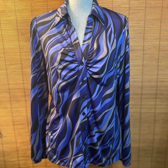 INC Button Down Blouse Shirt Size Large EUC - Picture 1 of 5